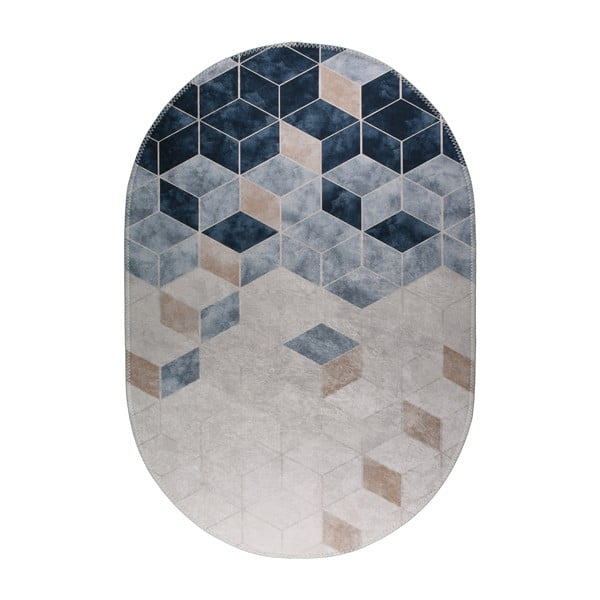 Biely/modrý umývateľný koberec 80x120 cm – Vitaus
