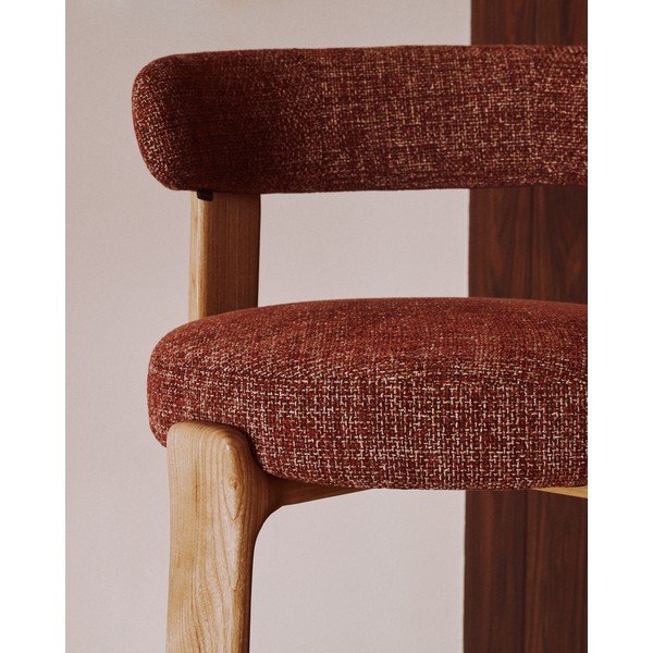 Barová stolička z jaseňového dreva v terakotovej farbe/v svetlo prírodnej farbe (výška sedadla 65 cm) Granite – Kave Home-image-2