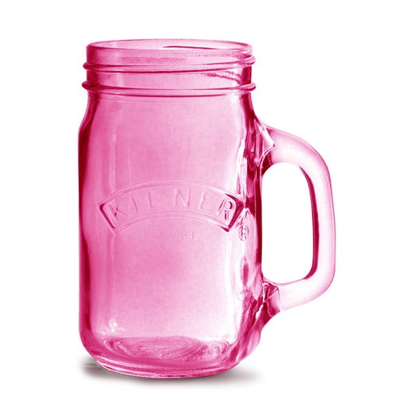 Ružový pohár s uškom Kilner 350 ml