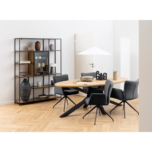 Tmavosivé čalúnené jedálenské kreslá v súprave s podrúčkami 2 ks Laura – Actona-image-1