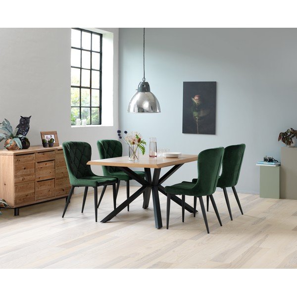 Jedálenský stôl s doskou v dubovom dekore v prírodnej farbe 90x160 cm Arno – Unique Furniture-image-4