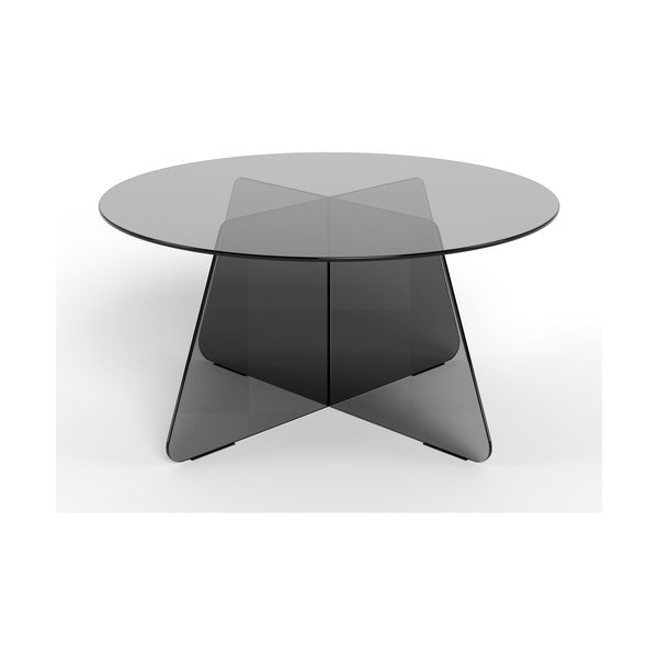 Sivý sklenený okrúhly konferenčný stolík ø 80 cm Samos – Actona-image-2