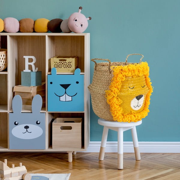 Detský kôš na hračky z morskej trávy v žlto-prírodnej farbe ø 30x28 cm Lion – Compactor-image-1