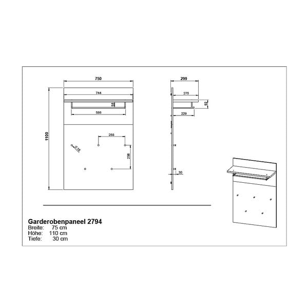 Vešiakový panel v dekore duba v prírodnej farbe Fremont – Germania-image-4