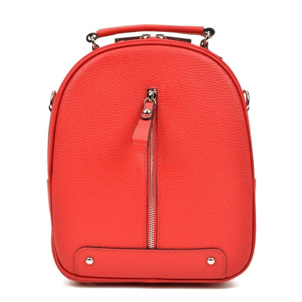 Červený dámsky kožený batoh Carla Ferreri Musmo