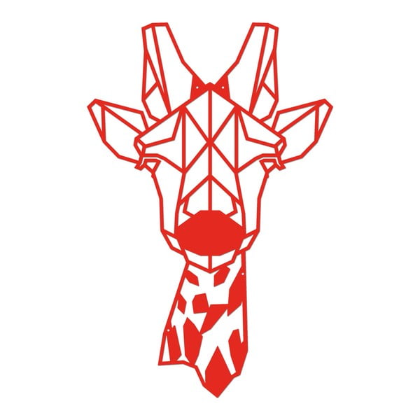 Červená kovová nástenná dekorácia Wall Decor Giraphe