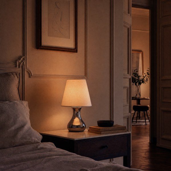 Krémovobiela/v striebornej farbe kovová stolová lampa s textilným tienidlom (výška  36 cm) Nell – Premier Housewares-image-1