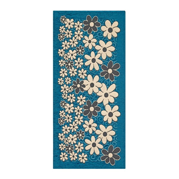 Modrý vysokoodolný kuchynský koberec Webtapetti Margherite Avio, 55 x 240 cm
