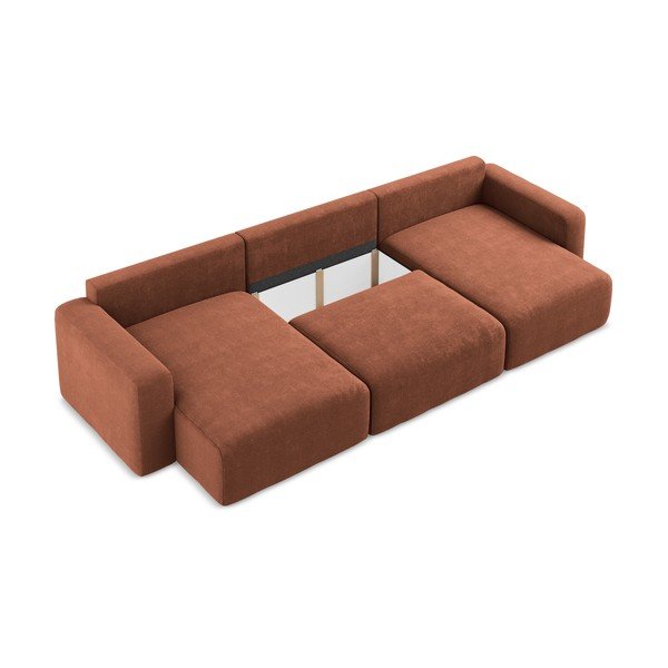 Ženilková rozkladacia/s úložným priestorom rohová pohovka v terakotovej farbe (do tvaru "U") Kona – Makamii-image-4