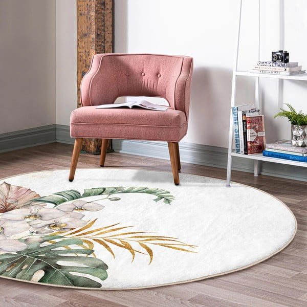 Krémovobiely prateľný okrúhly koberec vhodný pre robotické vysávače ø 100 cm Comfort – Mila Home-image-4