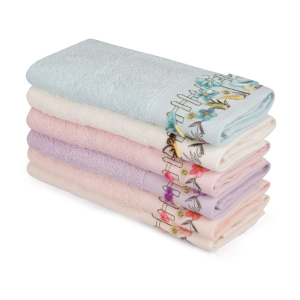 Sada 6 farebných uterákov z čistej bavlny Africa, 30 x 50 cm