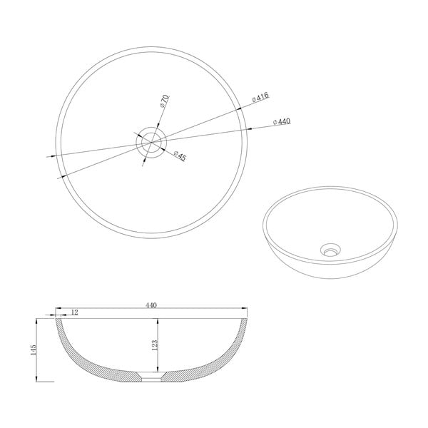 Tmavosivé betónové okrúhle umývadlo ø 44 cm Turf – Sapho-image-3