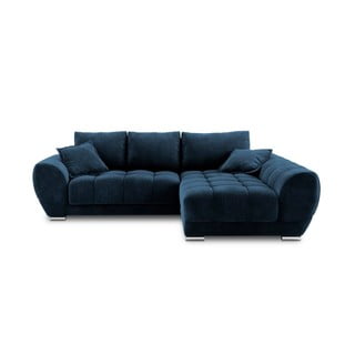 Kráľovskymodrá rozkladacia rohová pohovka so zamatovým poťahom Windsor & Co Sofas Nuage, pravý roh