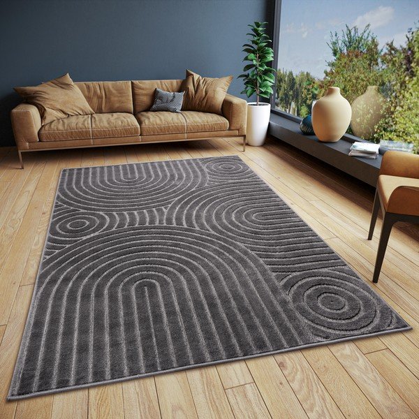 Antracitovosivý koberec 67x120 cm Iconic Wave – Hanse Home-image-1