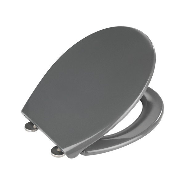 Tmavosivé WC sedadlo s jednoduchým zatváraním Wenko Samos, 44,5 x 37,5 cm-image-2
