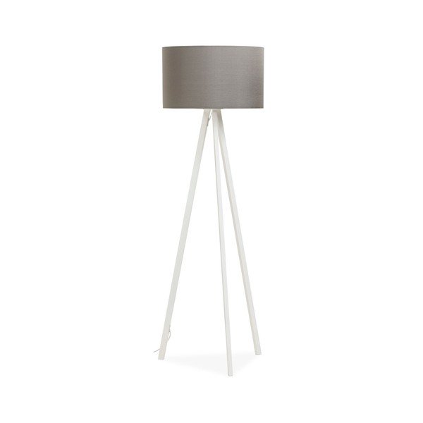 Stojacia lampa s bielou konštrukciou a sivým tienidlom Kokoon Trivet-image-4