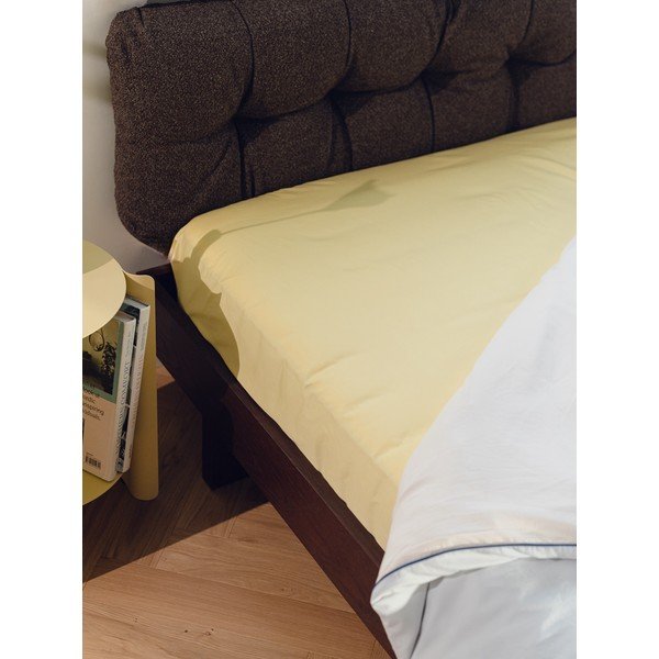 Žltá napínacia bavlnená plachta 180x200 cm Oba – noo.ma-image-1