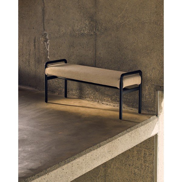 Čierna/krémová ženilková lavica Macaret – Kave Home-image-1