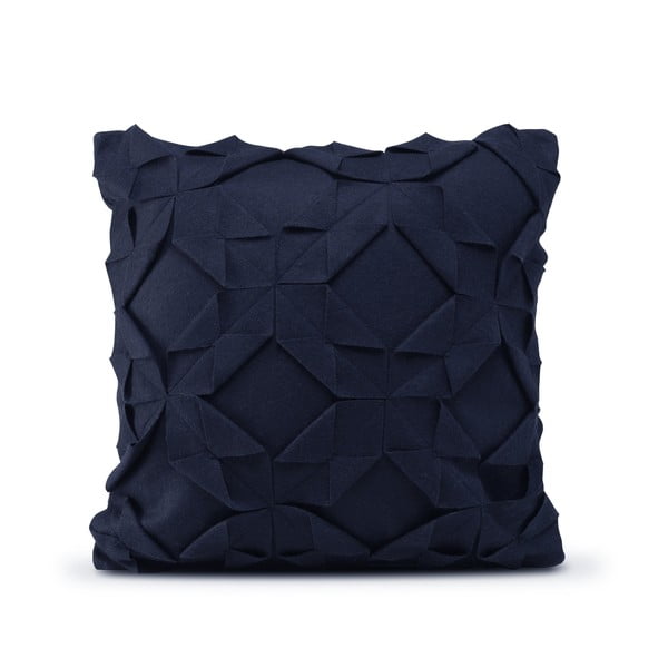 Tmavomodrá vlnená obliečka na vankúš HF Living Felt Origami, 50 × 50 cm