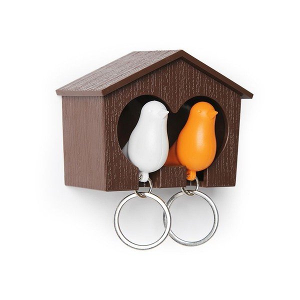 Hnedý vešiačik na kľúče s kľúčenkami Qualy kľúčenkami Duo Sparrow-image-1