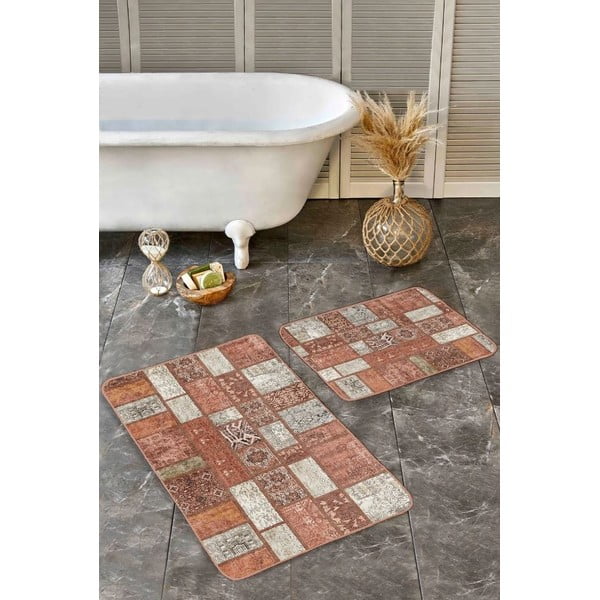 Hnedé zamatové kúpeľňové predložky v súprave 2 ks 60x100 cm – Mila Home-image-4