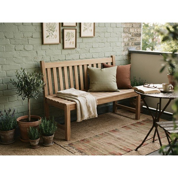 Drevená záhradná lavica v prírodnej farbe Solo – Garden Pleasure-image-4