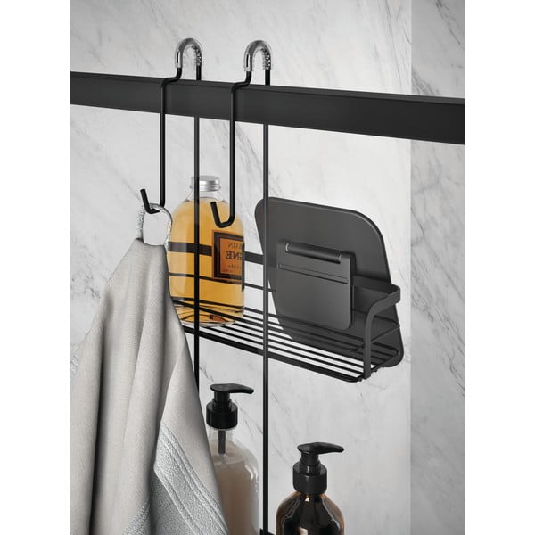 Matne čierna závesná oceľová kúpeľňová polička Lava – Metaltex-image-4