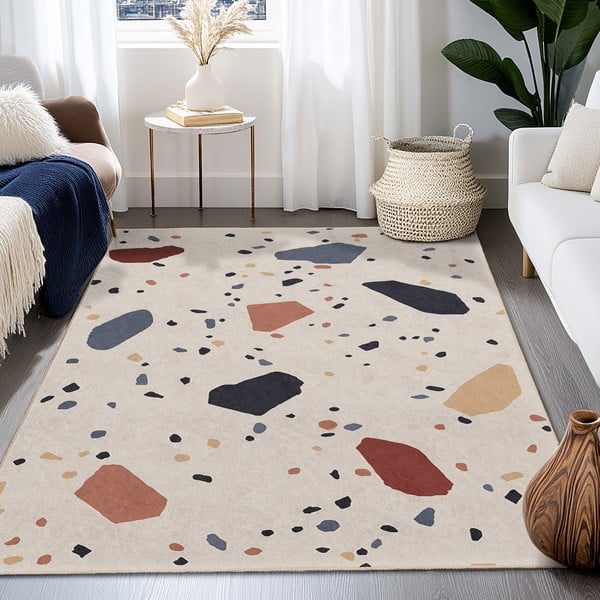 Krémový prateľný behúň 60x230 cm Cracked Terrazzo – Mila Home-image-4