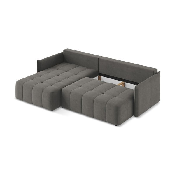 Tmavosivá rozkladacia/s úložným priestorom rohová pohovka (ľavý roh/s leňoškou) Moku – Makamii-image-3