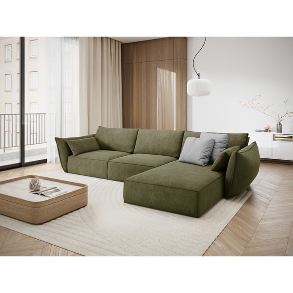 Zelená rohová pohovka (pravý roh) Vanda - Mazzini Sofas-image-1