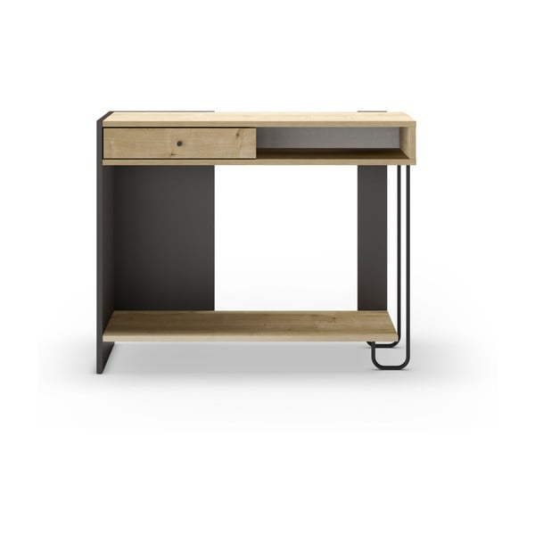 Konzolový stolík s doskou v dubovom dekore v čierno-prírodnej farbe 35x100 cm Saturne – Marckeric