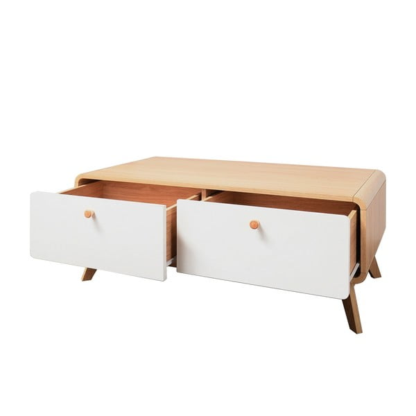 TV stolík v dekore duba v bielo-prírodnej farbe 100x40 cm Caitlin – Støraa-image-3