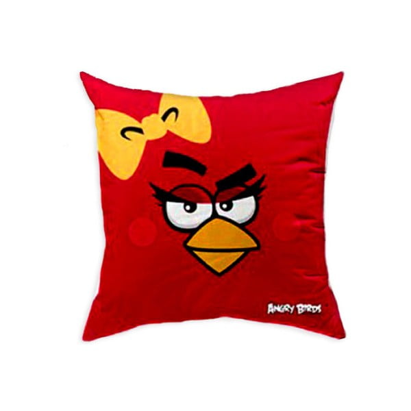Červený vankúš Angry Birds 016 Girl, 40 x 40 cm