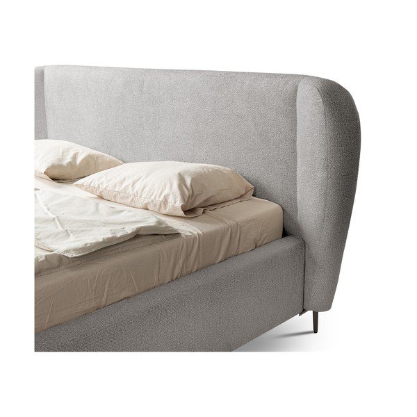 Svetlosivá čalúnená dvojlôžková posteľ s roštom 180x200 cm Makana – Makamii-image-3