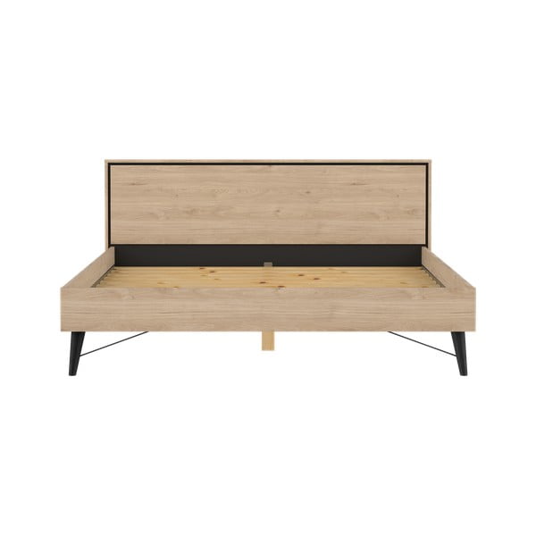 Dvojlôžková posteľ v dekore duba s roštom 180x200 cm v prírodnej farbe Ry – Tvilum-image-2