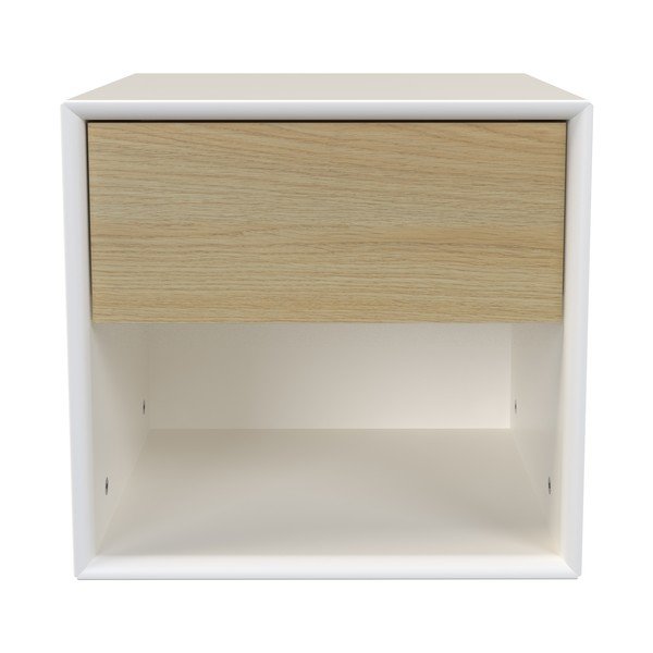 Nočný stolík v dekore duba v bielej a prírodnej farbe Alba – Tenzo