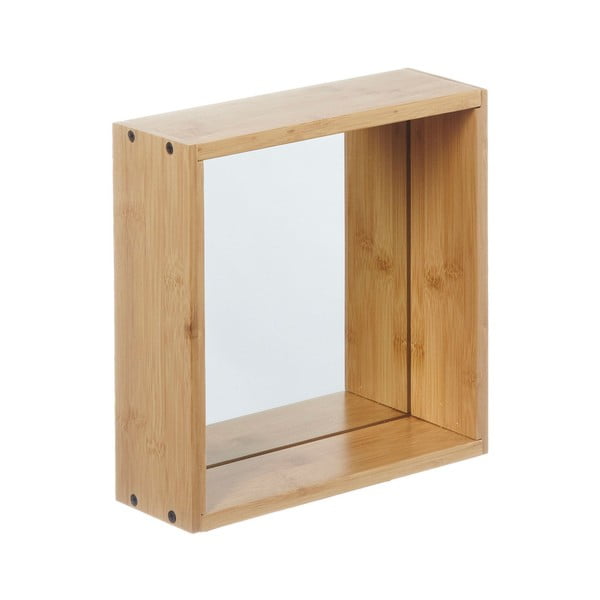 Nástenné zrkadlo s rámom z bambusového dreva Furniteam Design, 26 x 26 cm