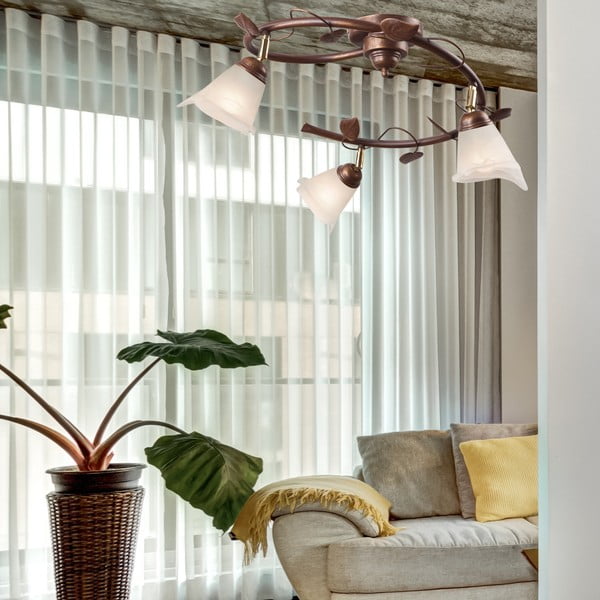 Tmavohnedé stropné svietidlo so skleneným tienidlom ø 13 cm Bluszcz – LAMKUR-image-2