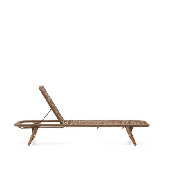 Hnedé drevené/kovové záhradné ležadlo Dandara – Kave Home-image-2