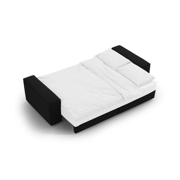 Čierna zamatová rozkladacia/s úložným priestorom pohovka 247 cm Jodie – Micadoni -image-4