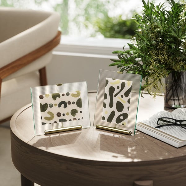 Sklenený stojací rámček v zlatej farbe 16x20 cm Flute – Umbra-image-1