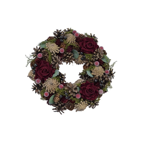Vianočný prírodný veniec s ružami Ego Dekor Pine, ø 27 cm