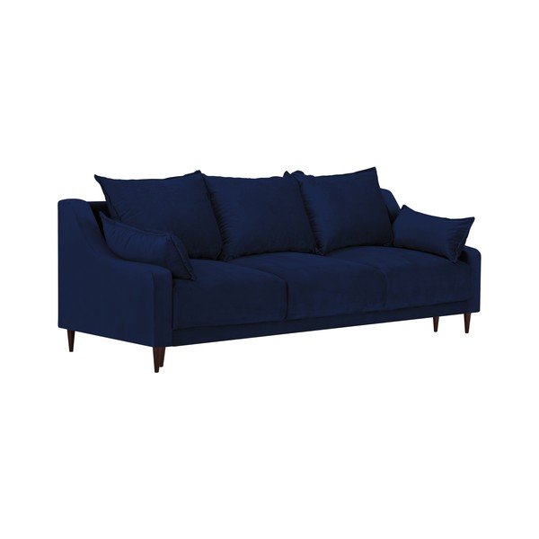 Modrá zamatová rozkladacia pohovka s úložným priestorom Mazzini Sofas Freesia, 215 cm-image-2