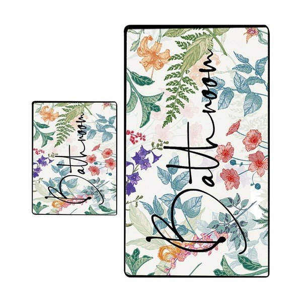 Kúpeľňové predložky v súprave 2 ks 60x100 cm Green In Flower – Foutastic