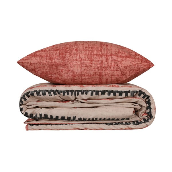 Predĺžené obliečky na dvojlôžko z bavlny Renforcé v tehlovej a hnedej farbe 240x220 cm Felix – Mijolnir-image-1