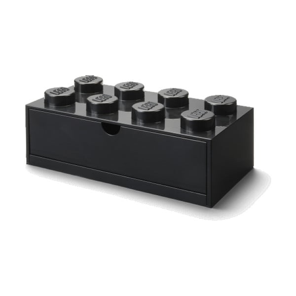 Čierny stolový box so zásuvkou LEGO® Brick, 31,6 x 11,3 cm