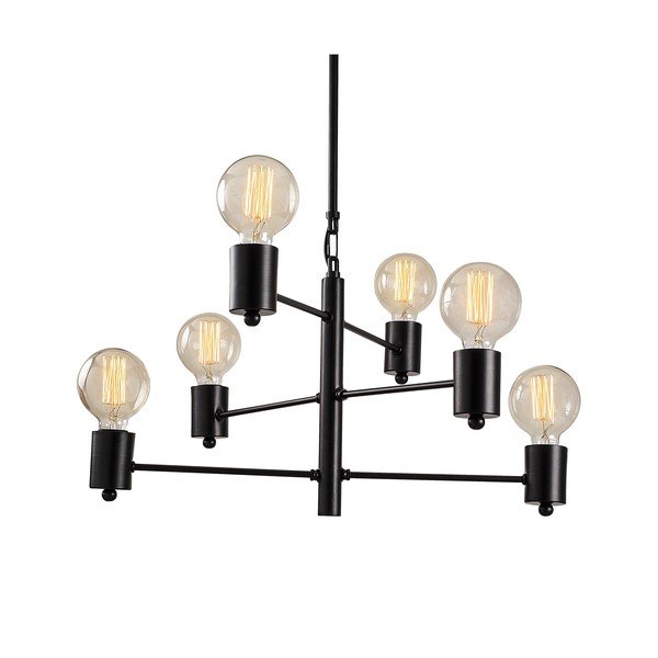 Čierne závesné svietidlo pre 6 žiaroviek Opviq lights Hexa Long-image-4