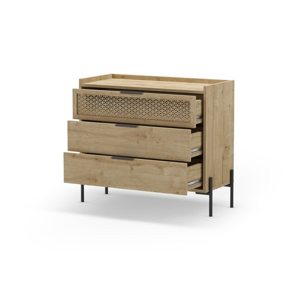 Nízka komoda v dekore duba v prírodnej farbe 90x80 cm Inca – Marckeric-image-3