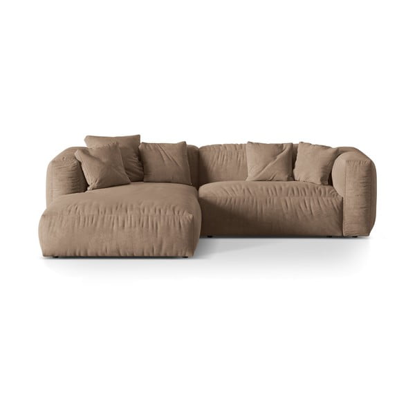 Svetlohnedá zamatová modulárna rohová pohovka (ľavý roh/s leňoškou) Martina – Micadoni 