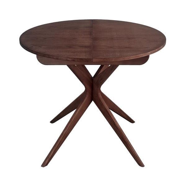 Okrúhly rozkladací jedálenský stôl s prídavnou doskou v dekore orecha ø 90 cm Jubi – Ragaba